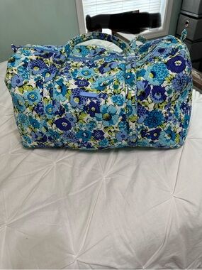 Vera Bradley Blue/Purple Floral Quilted Travel Duffel